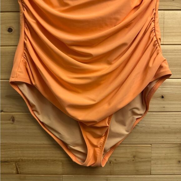 J. Crew Factory Size XLarge Strapless Bandeau Salmon One Piece Swimsuit - Picture 5 of 12
